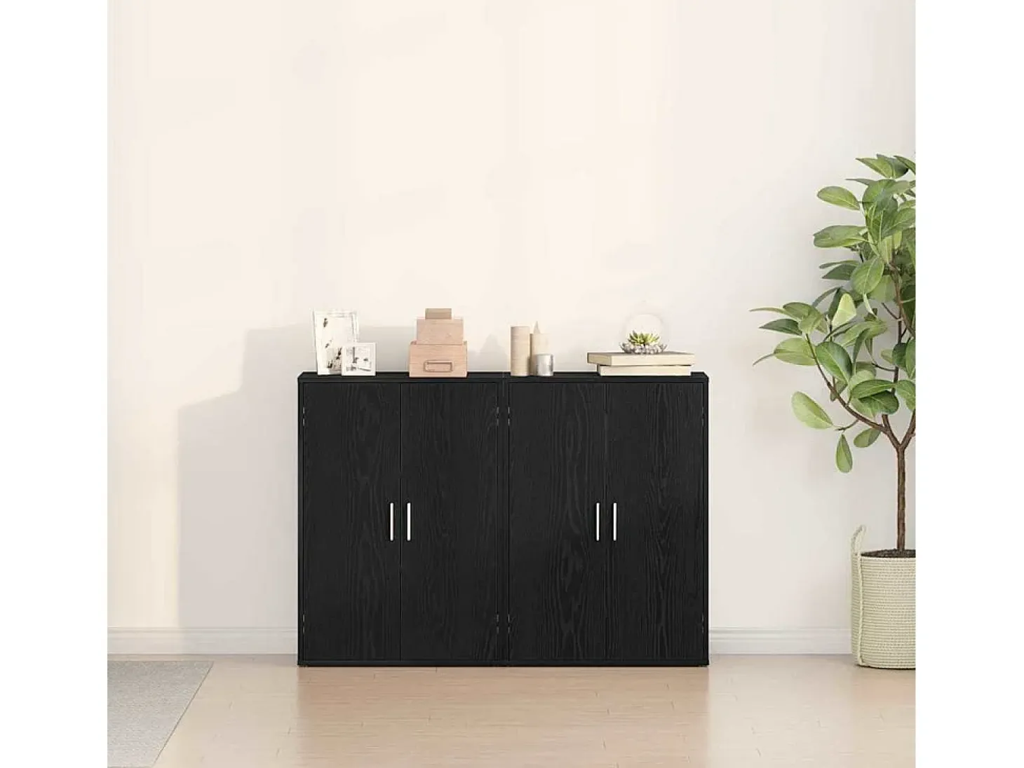 Aparadores de 2 piezas en roble negro, 60 x 31 x 84 cm en madera técnica.