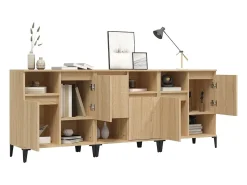 Aparadores de 3 piezas roble sonoma 60x35x70 cm madera de ingeniería