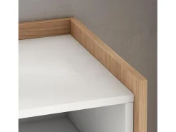 Aparadores para salón, 207x80x37 cm, 4 Puertas, Chimenea eléctrica, Blanco y roble soft