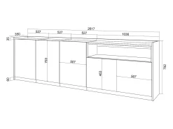 Aparadores para salón, 260x80x37 cm, 5 Puertas, Armario, zapatero, Negro y roble