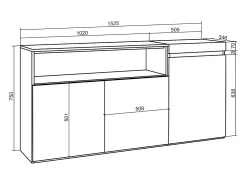 Aparadores para salón, 150x35x75cm, 3 Puertas, Armario, zapatero, Blanco y negro