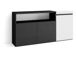 Aparadores para salón, 150x35x75cm, 3 Puertas, Armario, zapatero, Blanco y negro