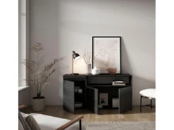 Aparadores para salón, 150x35x75cm, 3 Puertas, Armario, zapatero, Negro