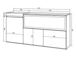 Aparadores para salón, 158x35x75cm, 3 Puertas, Chimenea eléctrica XXL, Roble