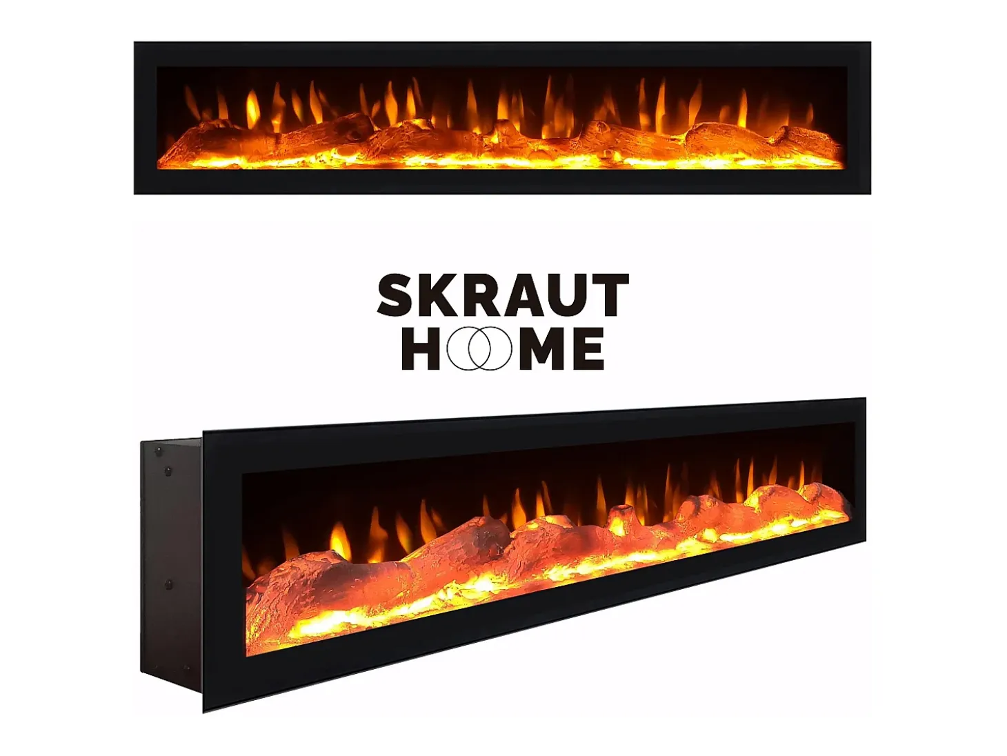 Aparadores para salón, 200x35x87cm, 4 Puertas, Chimenea eléctrica, Diseño industrial, Cemento