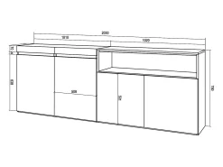 Aparadores para salón, 200x35x75cm, 4 Puertas, Armario, zapatero, Cemento