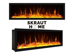 Aparadores para salón, 158x35x75cm, 3 Puertas, Chimenea eléctrica XXL, Roble