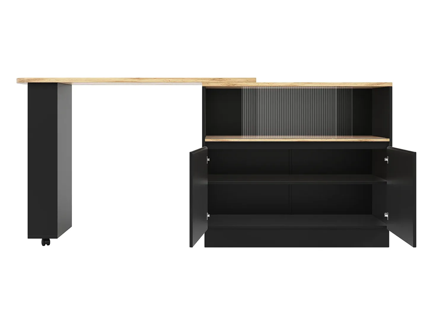 Aparador、Mueble bar giratorio y retráctil en MDF - gran espacio de almacenamiento - estilo contemporáneo - Negro
