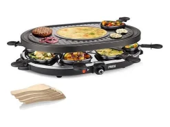 Aparato para raclette PRINCESS 8 personas 1200W, termostato ajustable, placa grill antiadherente extraíble