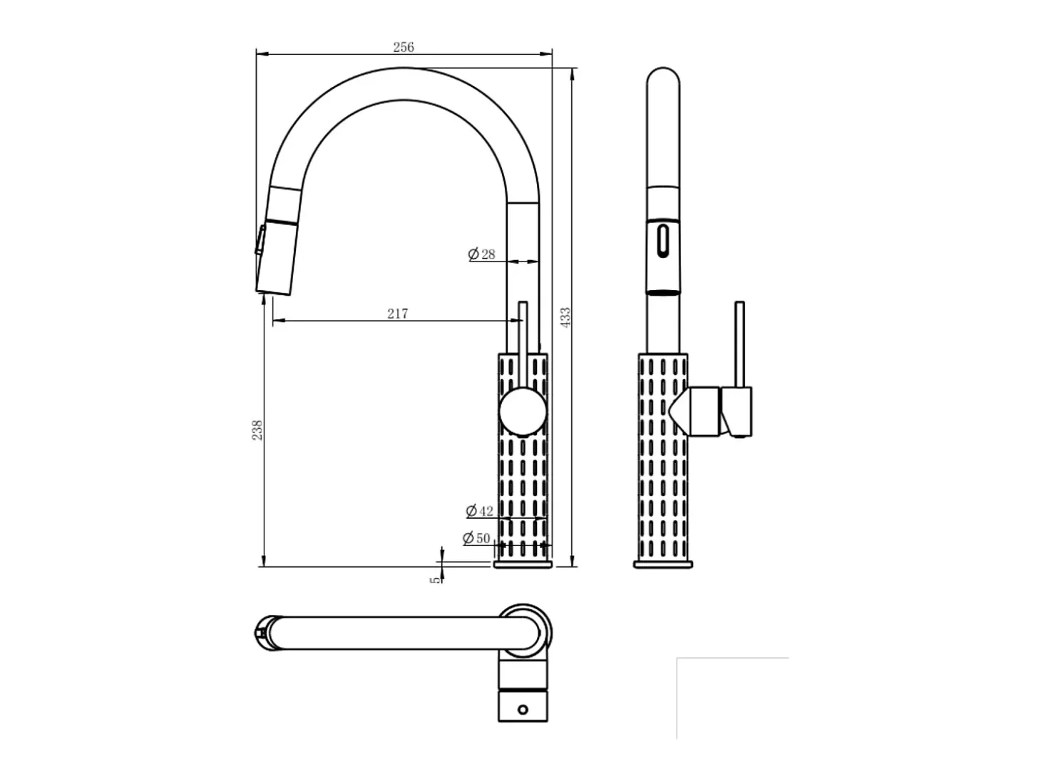 Architek mezclador de fregadero con rociador extraíble cobre cepillado Essebagno