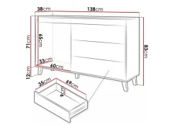 Arcón 1 puerta 3 cajones 138cm - Decoración roble Stik