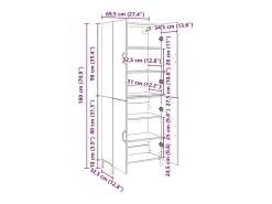 Armario alto 2 piezas Madera antigua 69,5 x 34 x 180 cm