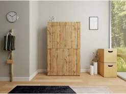 Armario alto 4 puertas 100x35x165 cm Elios roble natural