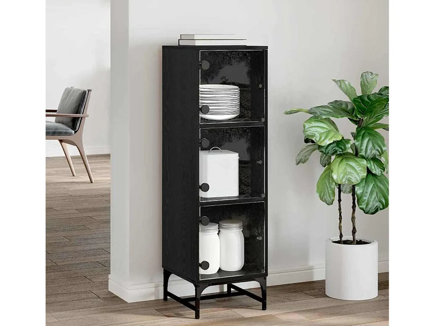 Armario alto Roble Negro 35 x 37 x 117 cm Madera de ingeniería