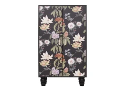Armario aparador de MDF estampado floral sobre fondo negro