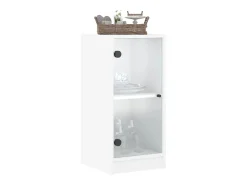 Armario auxiliar con puertas de vidrio blanco 35x37x75,5 cm