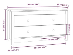 Armario auxiliar de madera maciza de pino 100x40x54 cm