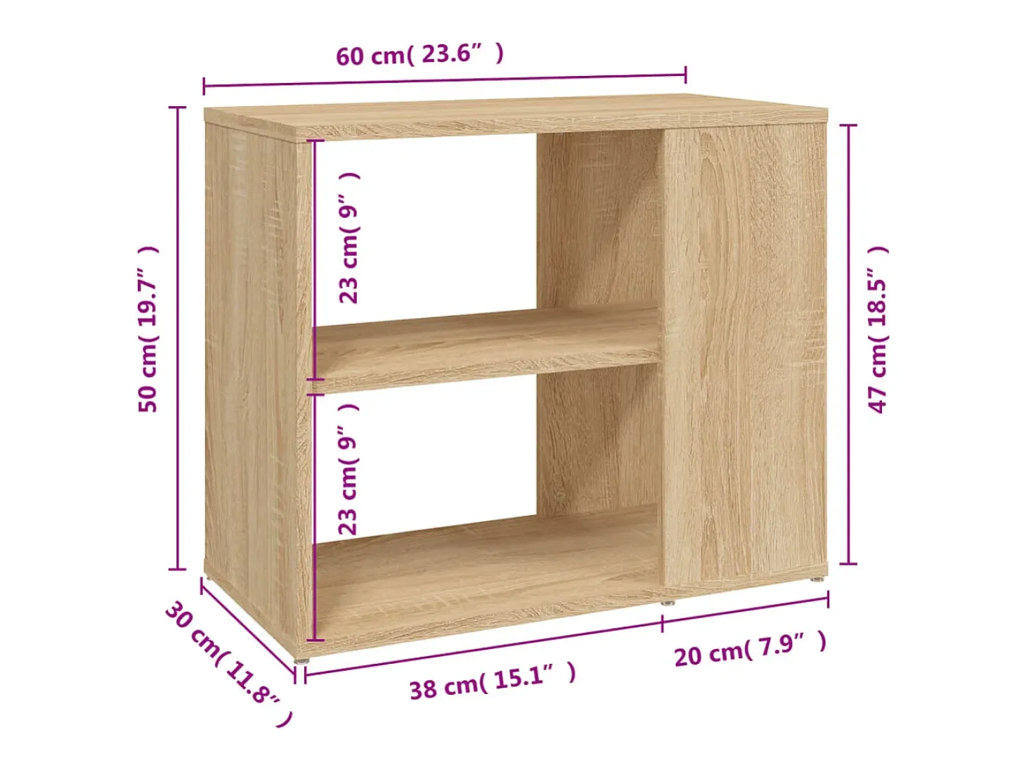 Armario auxiliar madera contrachapada roble Sonoma 60x30x50 cm