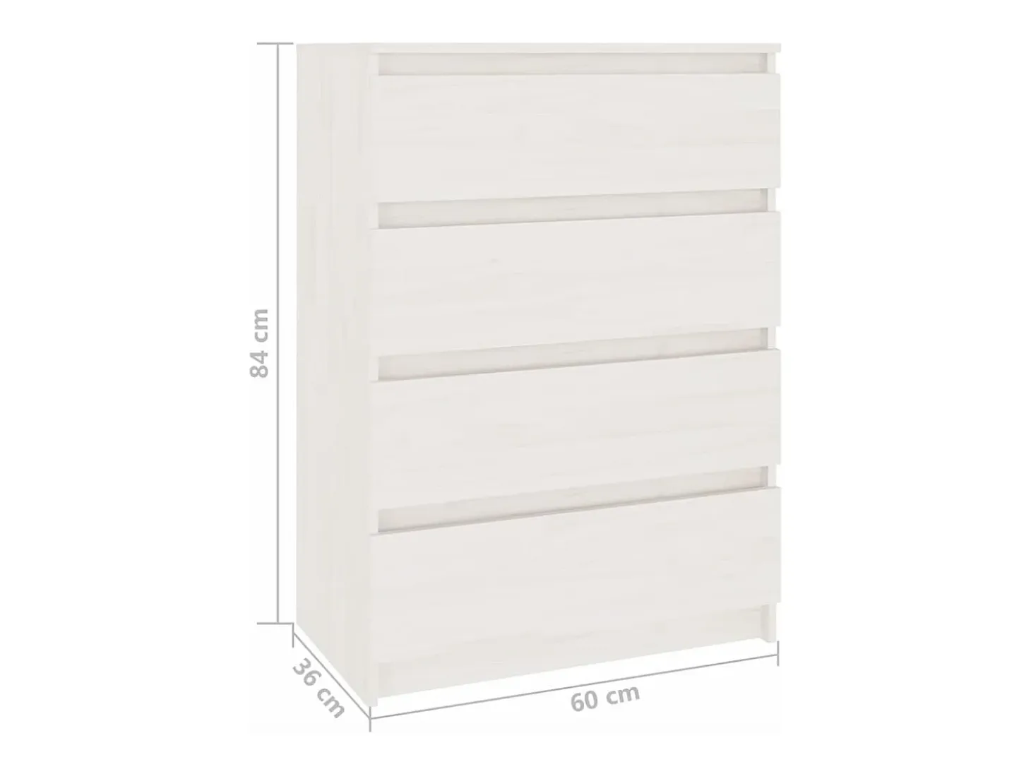 Armario auxiliar madera maciza de pino blanco 60x36x84 cm