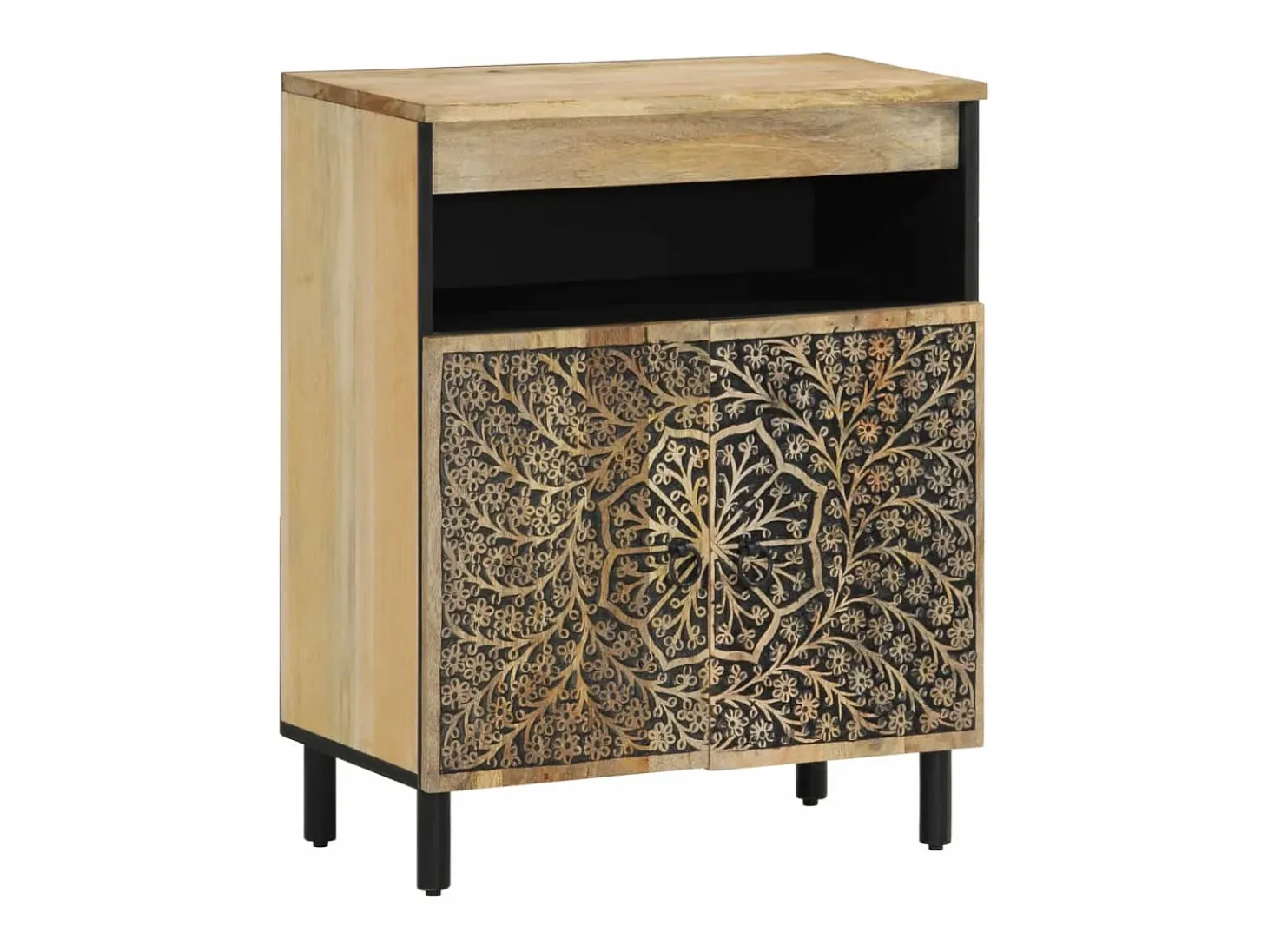 Armario auxiliar madera maciza de mango 60x33x75 cm