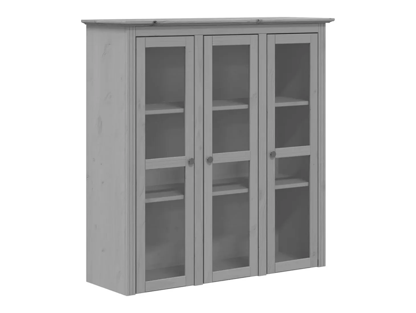 Armario BODO de madera maciza de pino gris con puertas de cristal