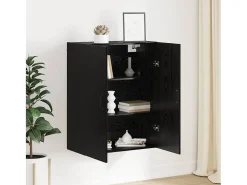 Armario colgante con estante Montaje en pared con puerta Roble negro 69,5 x 34 x 90 cm
