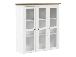 Armario con puertas de vidrio BODO madera de pino blanco marrón