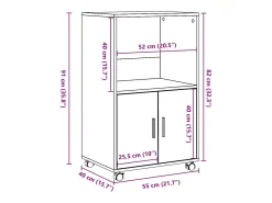 Armario con ruedas de roble marrón 55x40x91 cm madera de ingeniería
