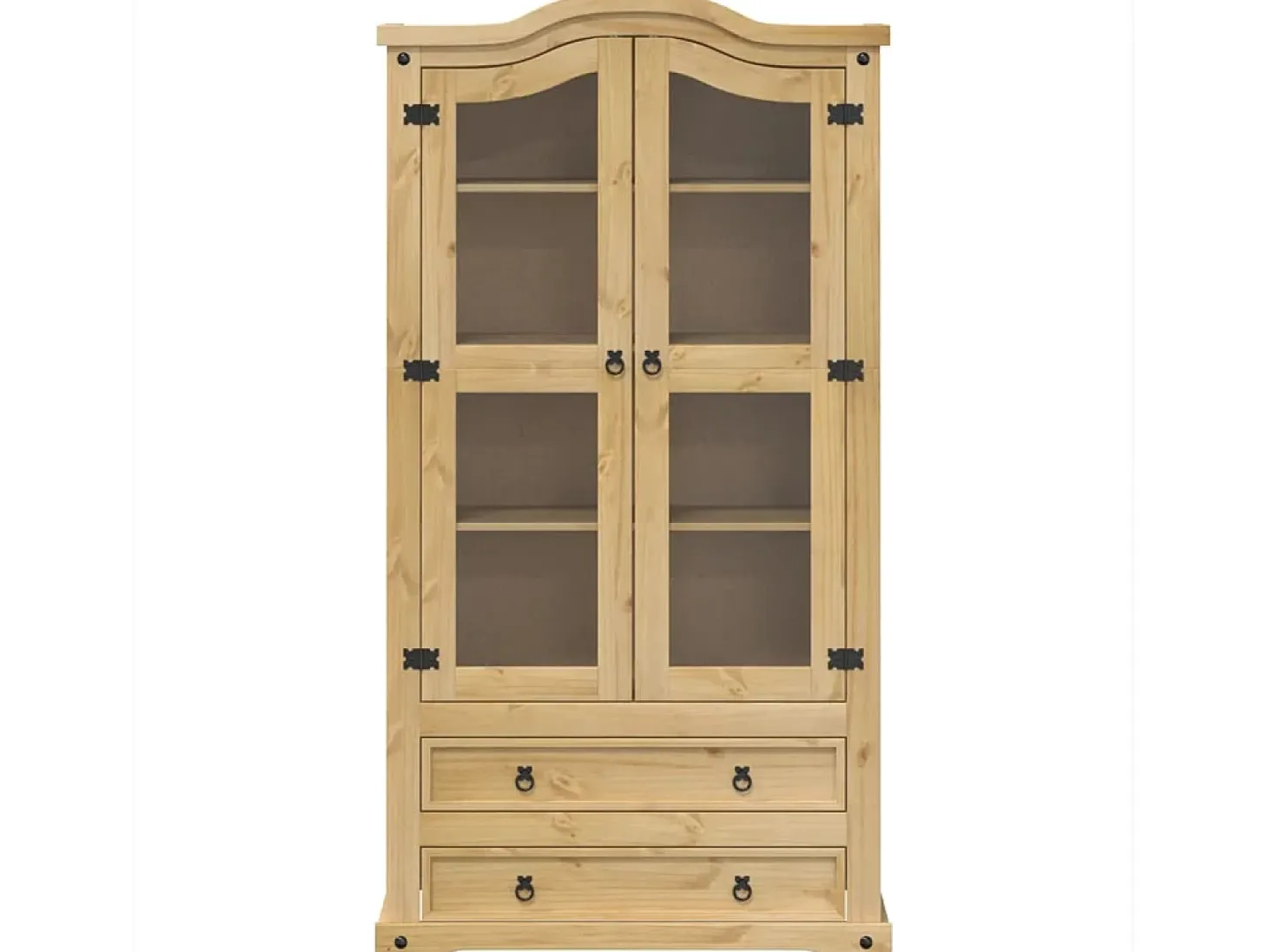Armario con vitrina Corona madera maciza pino 99x43x187 cm
