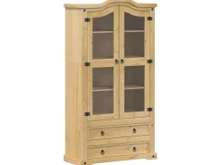 Armario con vitrina Corona madera maciza pino 99x43x187 cm