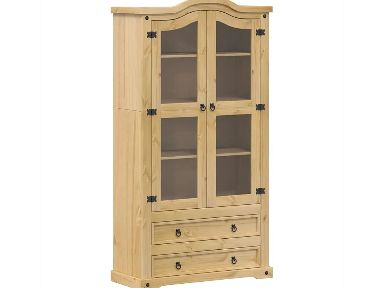Armario con vitrina Corona madera maciza pino 99x43x187 cm