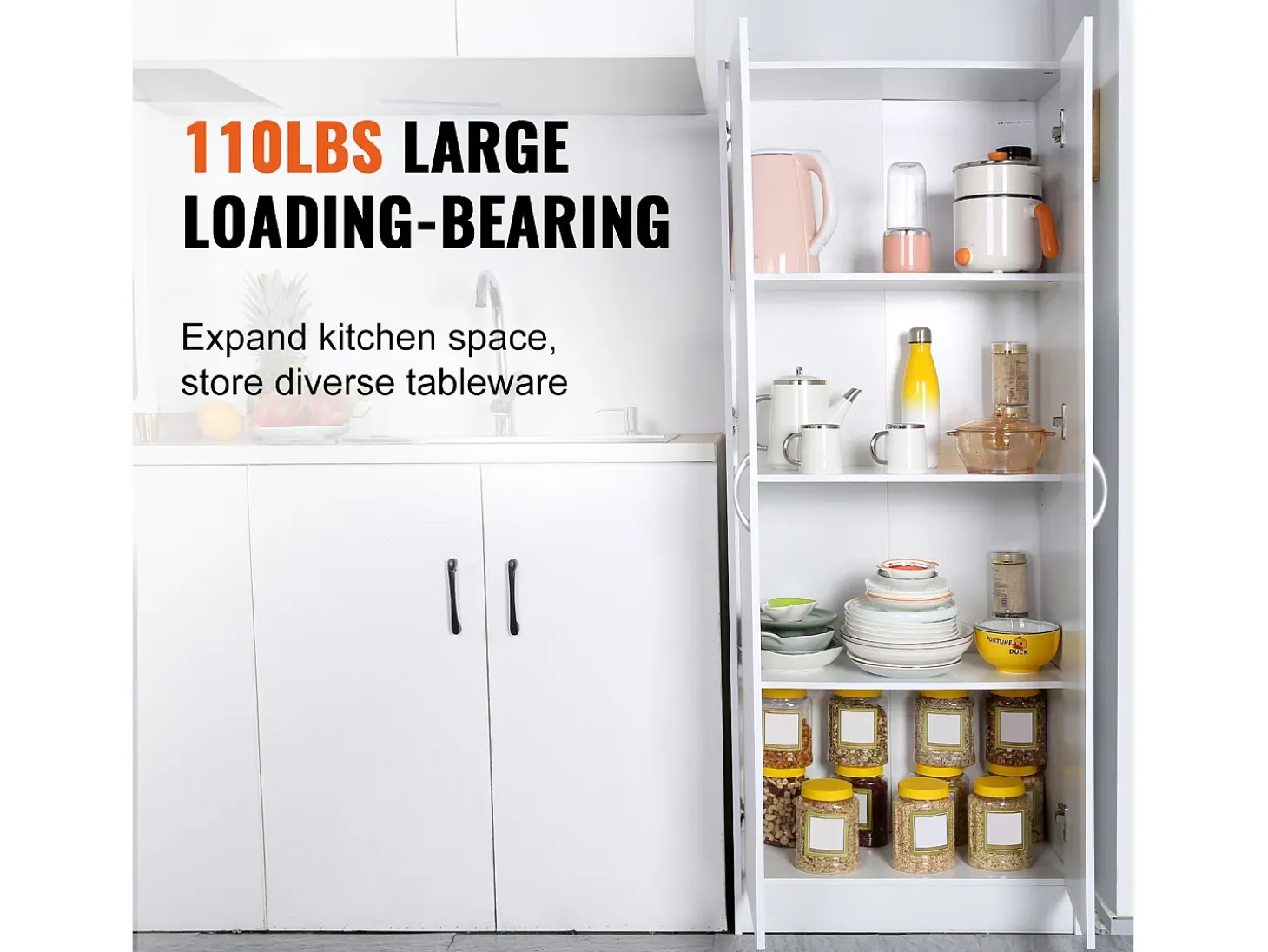 Armario de Alacena de Cocina SucceBuy, Almacenamiento para Alimentos, Altura 152,4 cm, Carga 50 kg