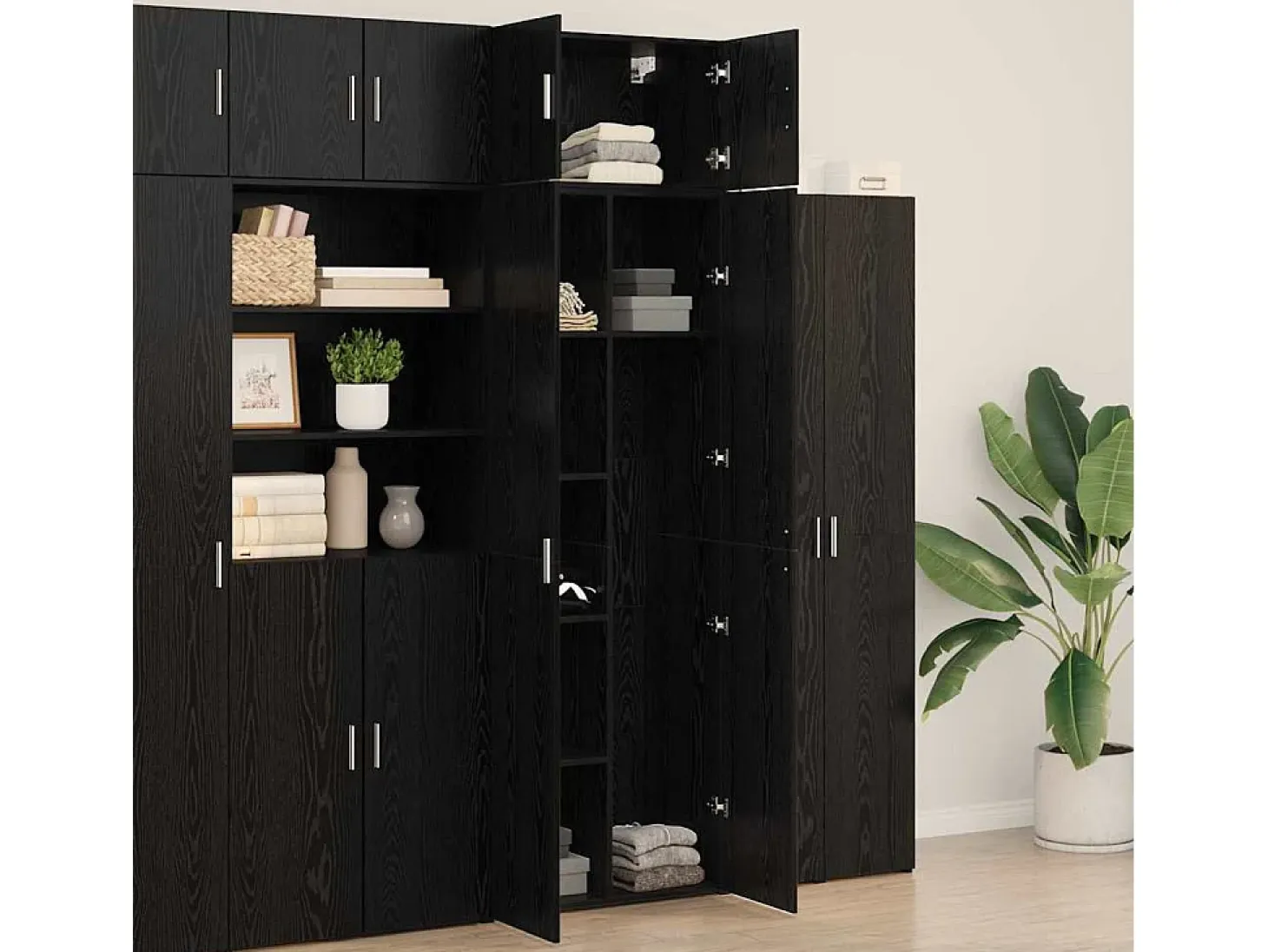Armario de almacenamiento 3 pcs Roble Negro
