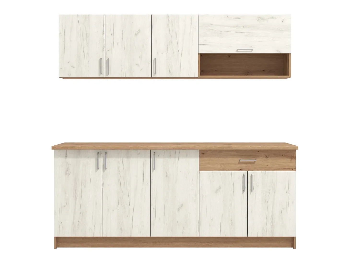 Armario de cocina 200x85.5x60 cm Blanco y Roble