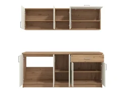 Armario de cocina 200x85.5x60 cm Blanco y Roble