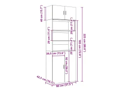 Armario de madera de ingeniería roble ahumado 80x42,5x225 cm