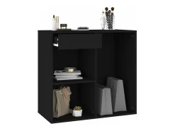 Armario de maquillaje madera contrachapada negro 80x40x75 cm