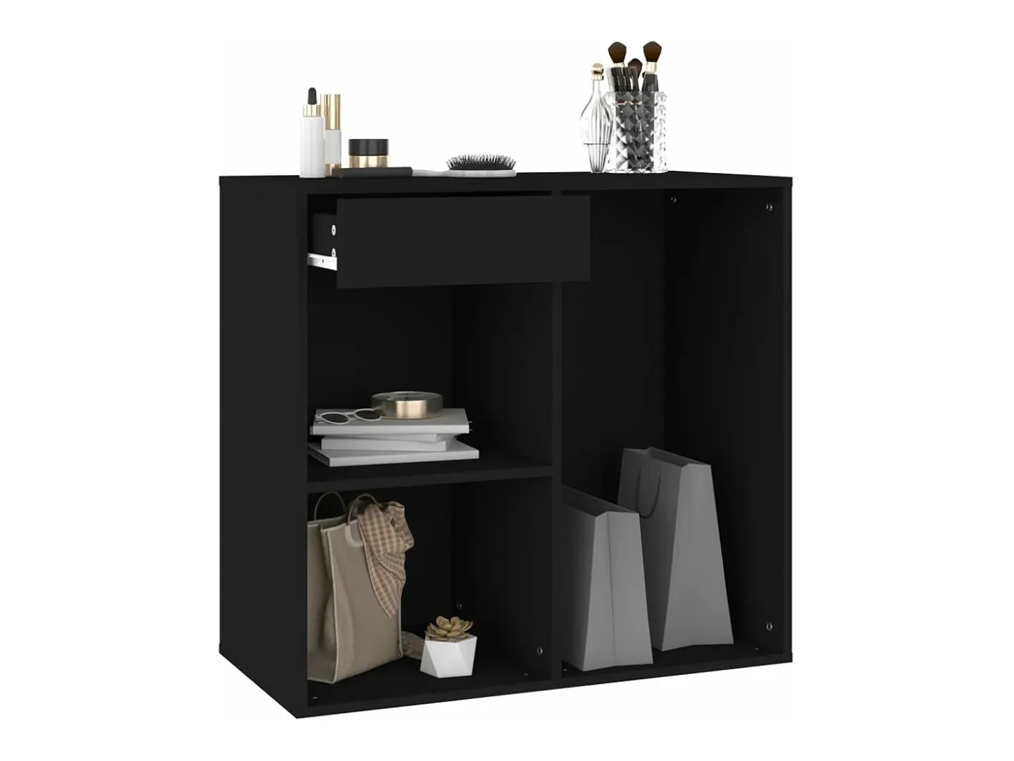 Armario de maquillaje madera contrachapada negro 80x40x75 cm