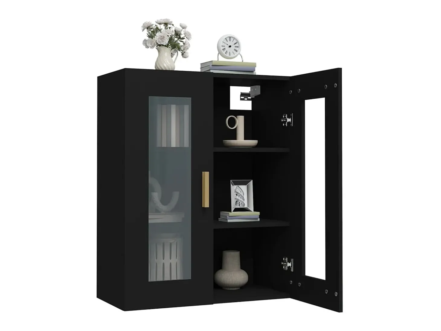 Armario de pared colgante negro 69,5x34x90 cm