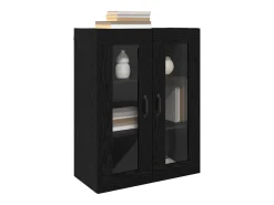 Armario de pared colgante con estante Montaje en pared con almacenaje con puerta Negro 69,5 x 34 x 90 cm