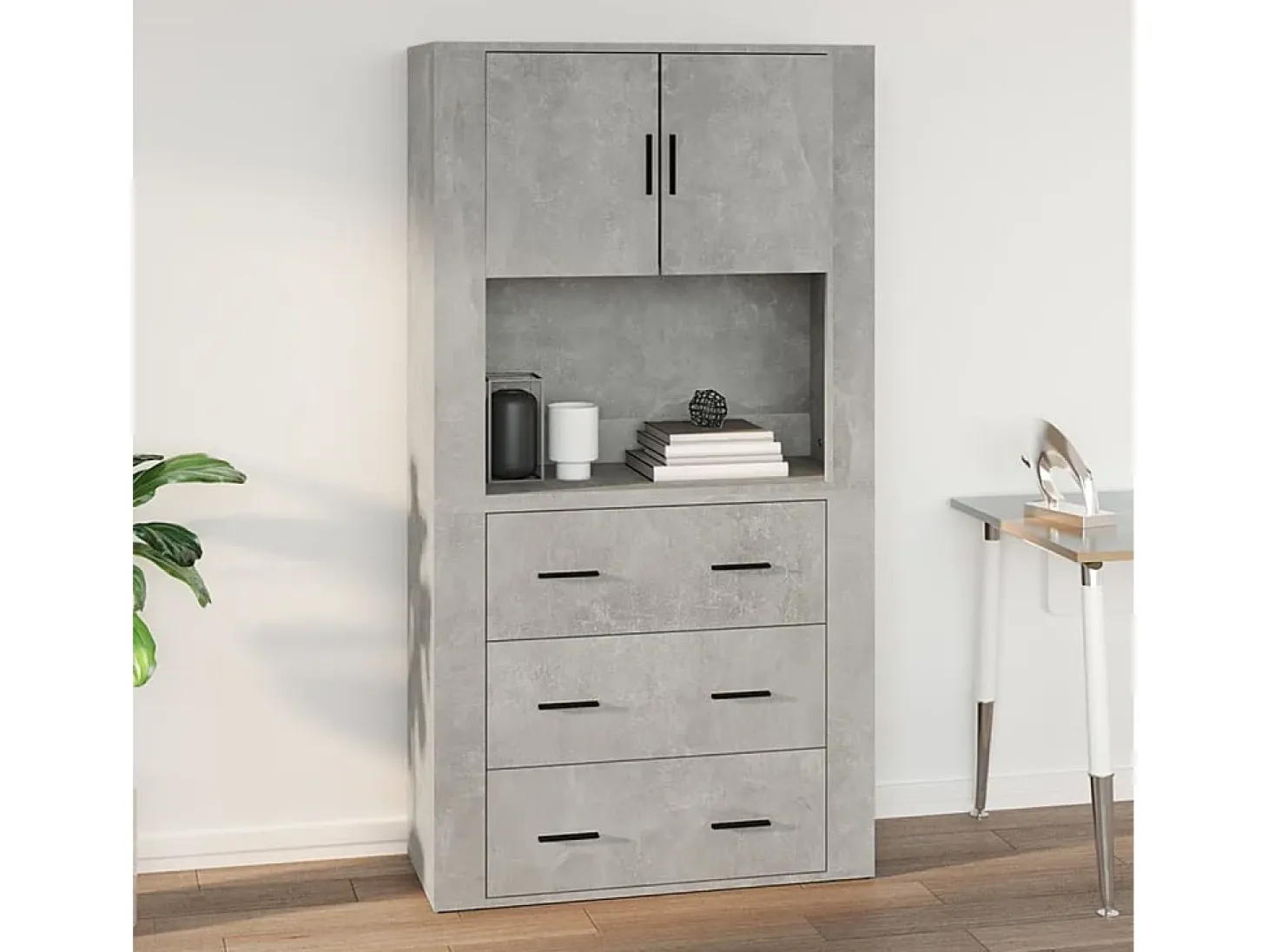 Armario de pared madera contrachapada gris hormigón 80x33x80 cm