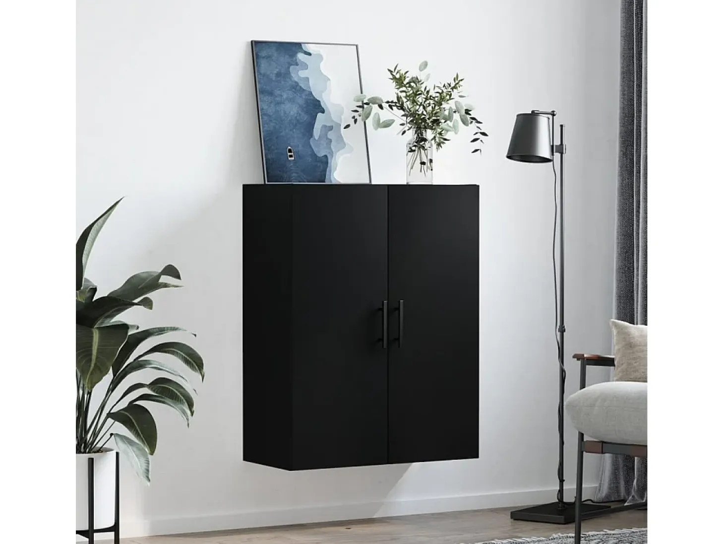 Armario de pared negro 69,5x34x90 cm