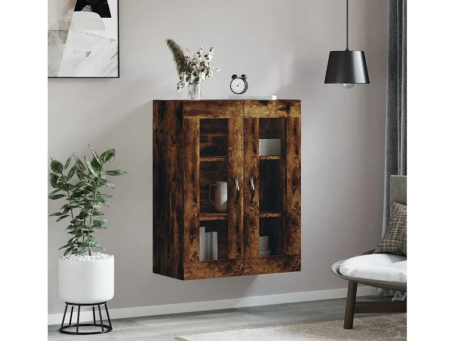 Armario de pared roble ahumado 69,5x34x90 cm madera de ingeniería