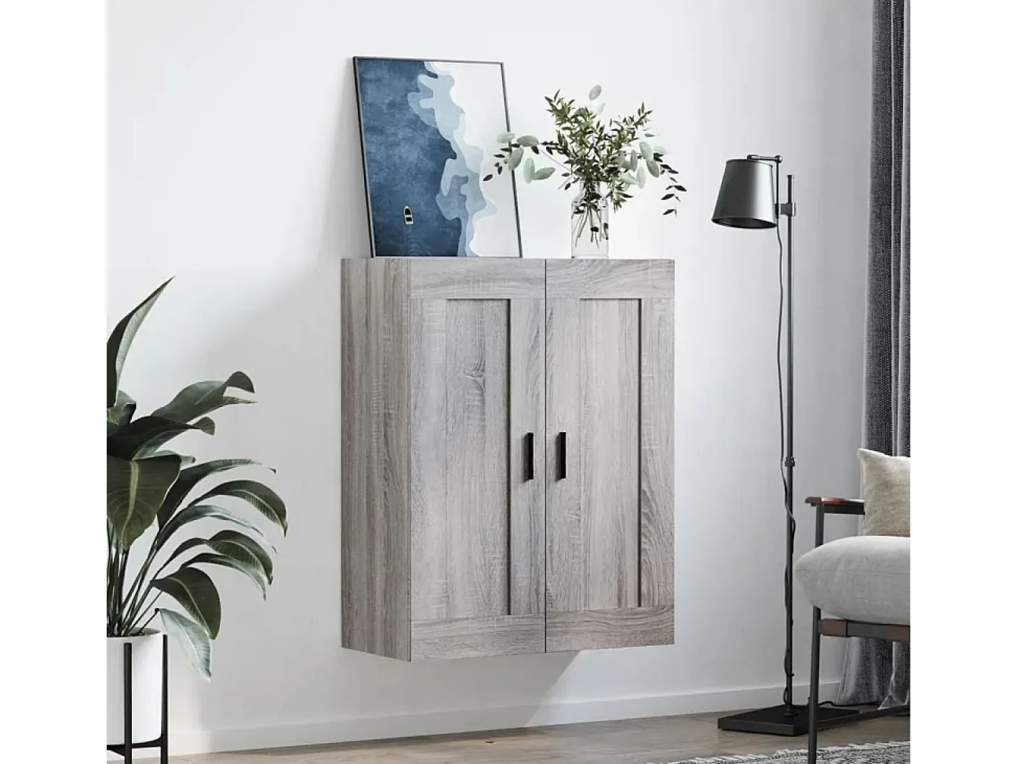 Armario de pared Sonoma gris 69,5x34x90 cm madera de ingeniería