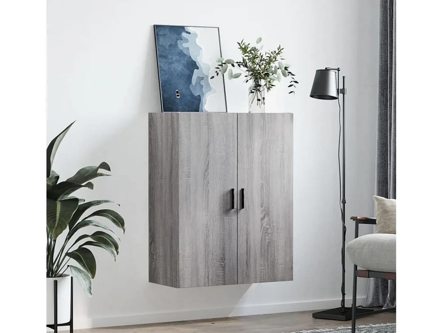 Armario de pared Sonoma gris 69,5x34x90 cm