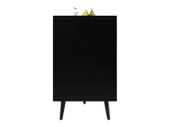 Armario de salle à manger, con puerta en madera esculpida, MDF, negro (120x35x78 cm)