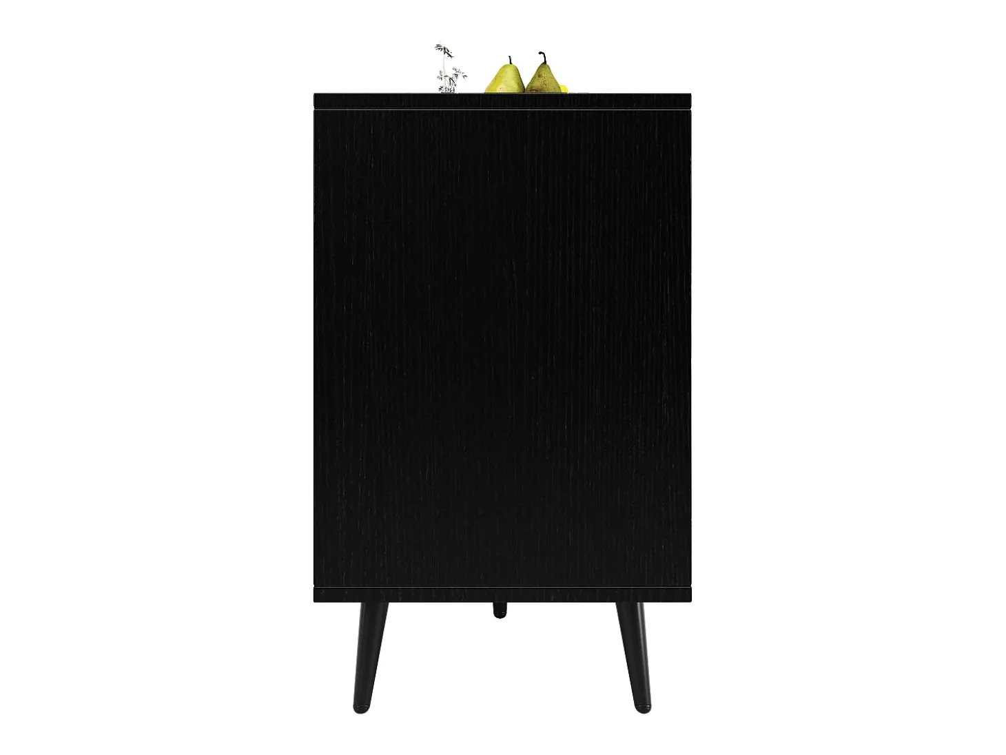 Armario de salle à manger, con puerta en madera esculpida, MDF, negro (120x35x78 cm)