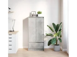Armario gris hormigón con cajón 55,5x34x119,5 cm madera de ingeniería