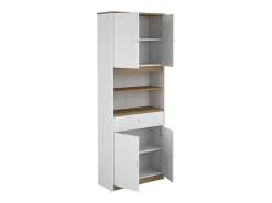 Armario Multiusos Tipo Buffet con 4 Puertas – Acabado Blanco y Roble – 180 x 67 x 29 cm (alto x ancho x fondo)