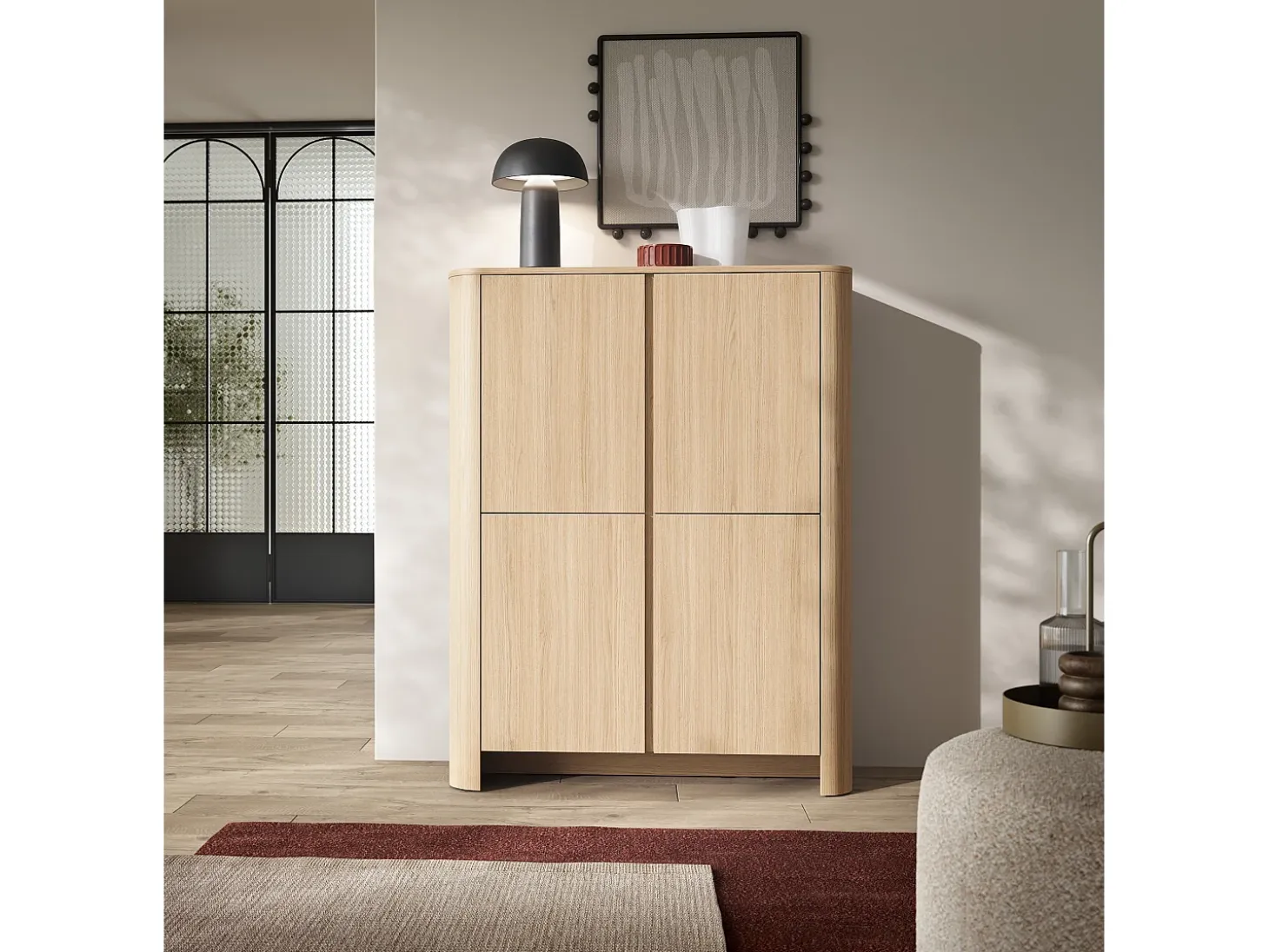 Armario, Roble Vicenza, 103 x 39 x 132 cm | Mueble moderno con cantos redondeados
